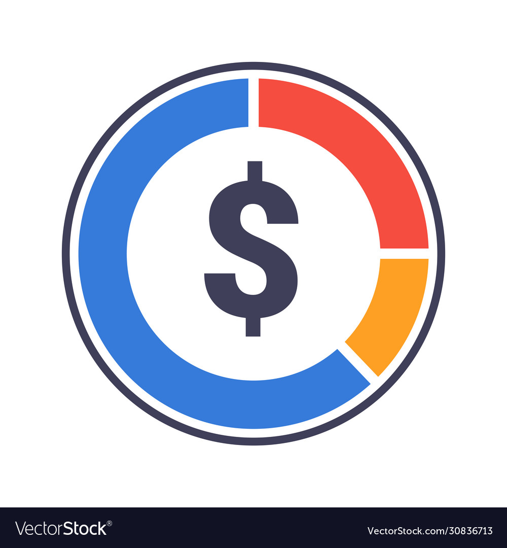 Statistical pie chart piechart and dollar sign Vector Image Statistical pie chart piechart and dollar sign