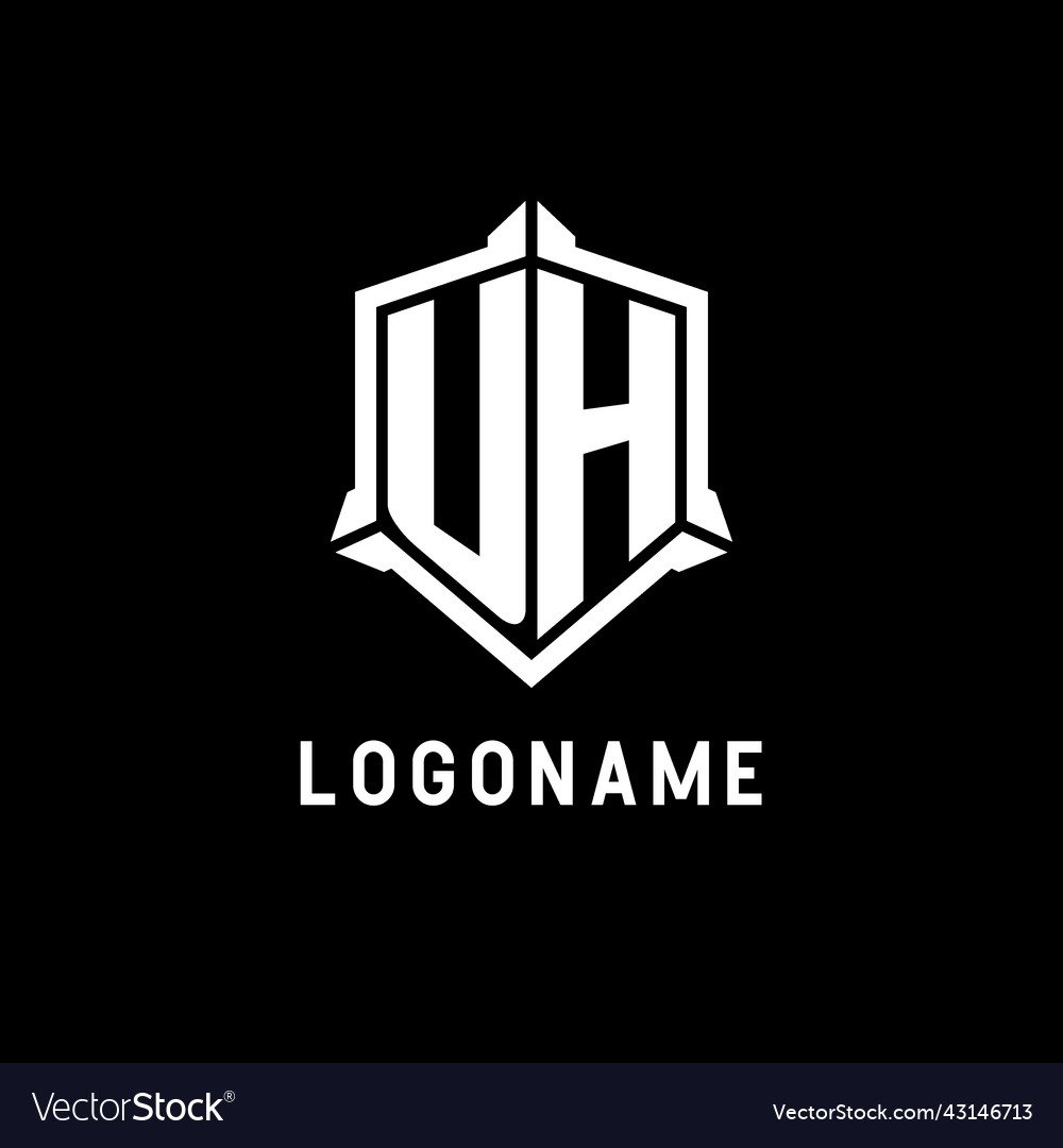 Uh logo initial with shield shape design style Vector Image Uh logo initial with shield shape design style