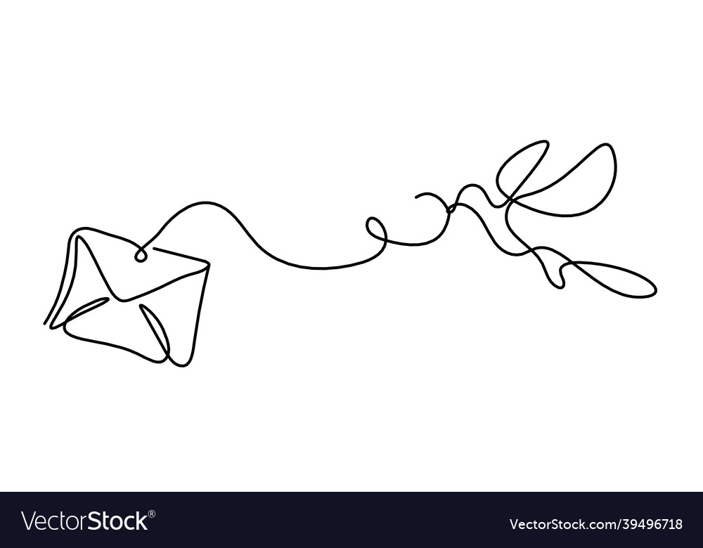 Abstract paper envelope with bird as line drawing