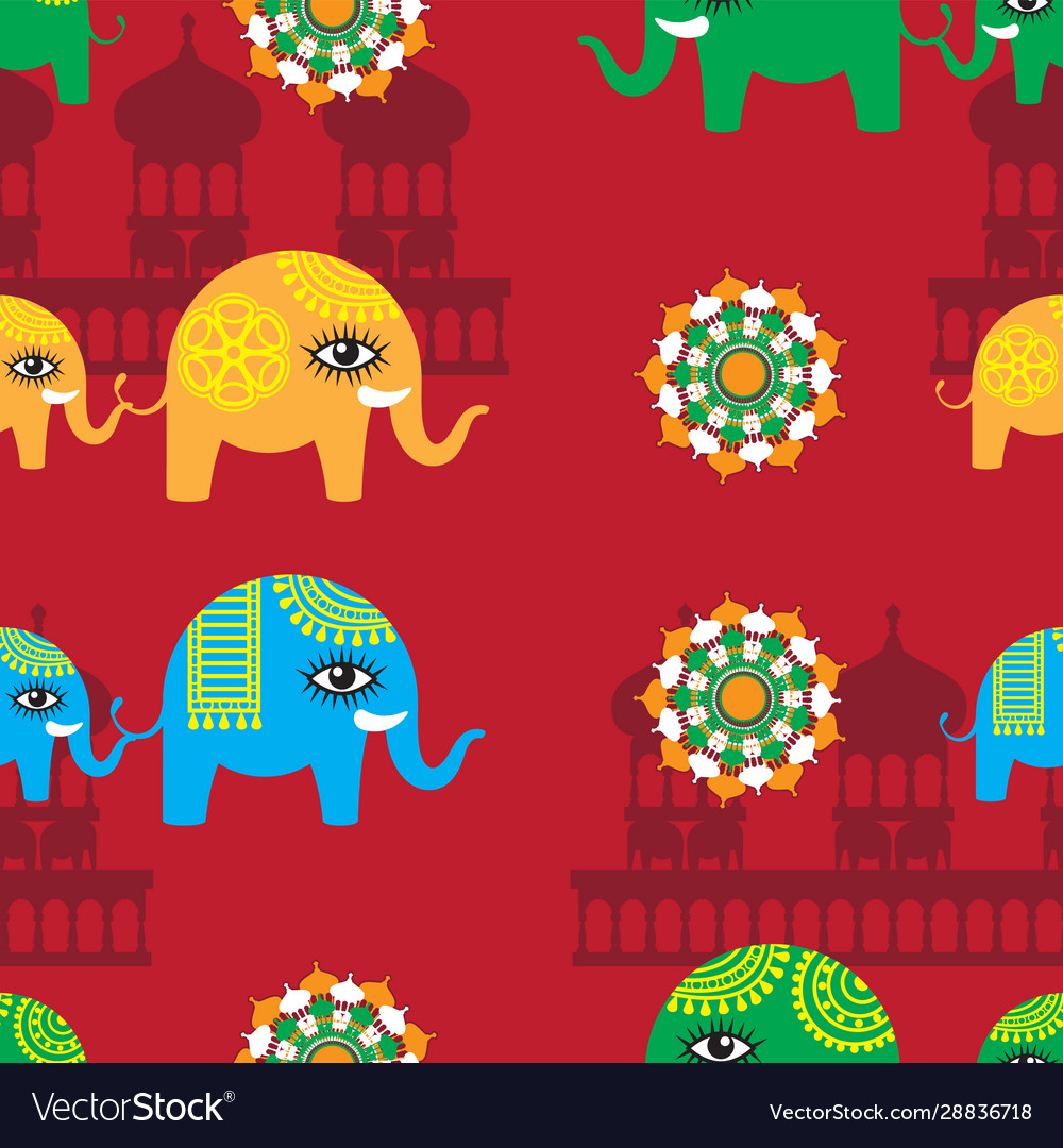 Abstract seamless pattern elephant and cub vector image Abstract seamless pattern elephant and cub