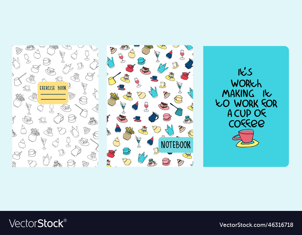 Cover page templates based on patterns with cafe Vector Image Cover page templates based on patterns with cafe