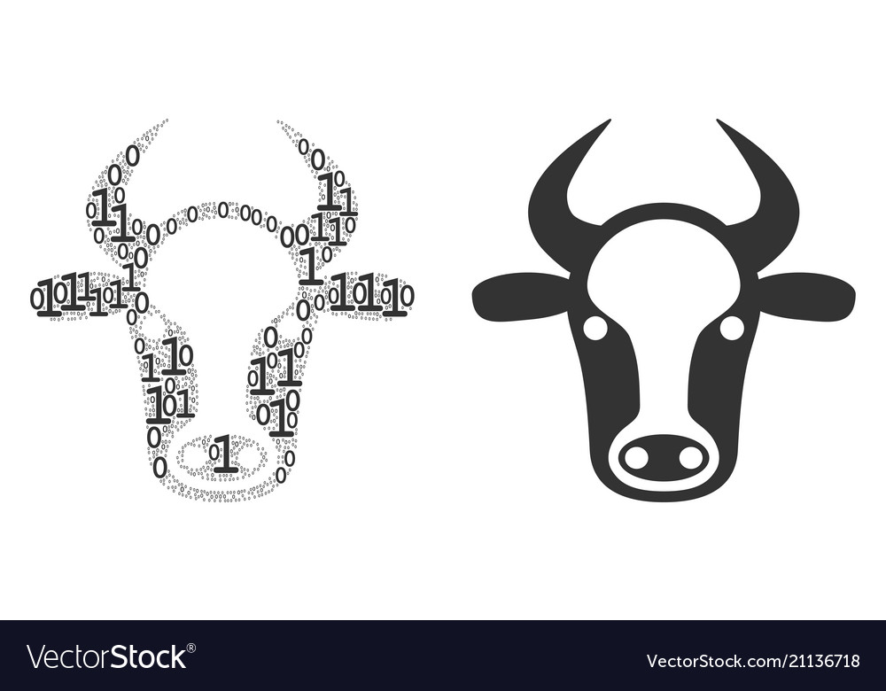 Cow head mosaic of binary digits
