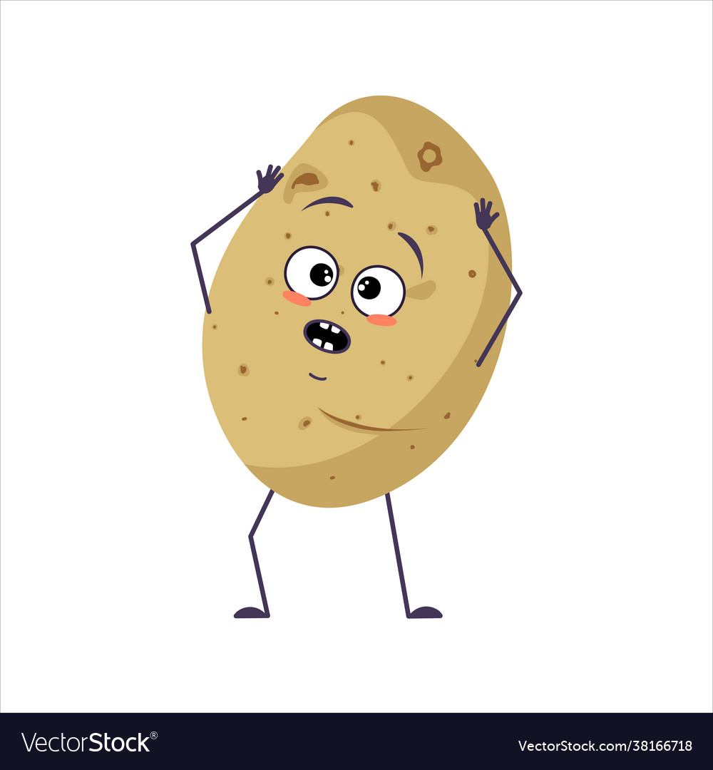 Cute Potato Character With Emotions In A Panic Vector Image 6272