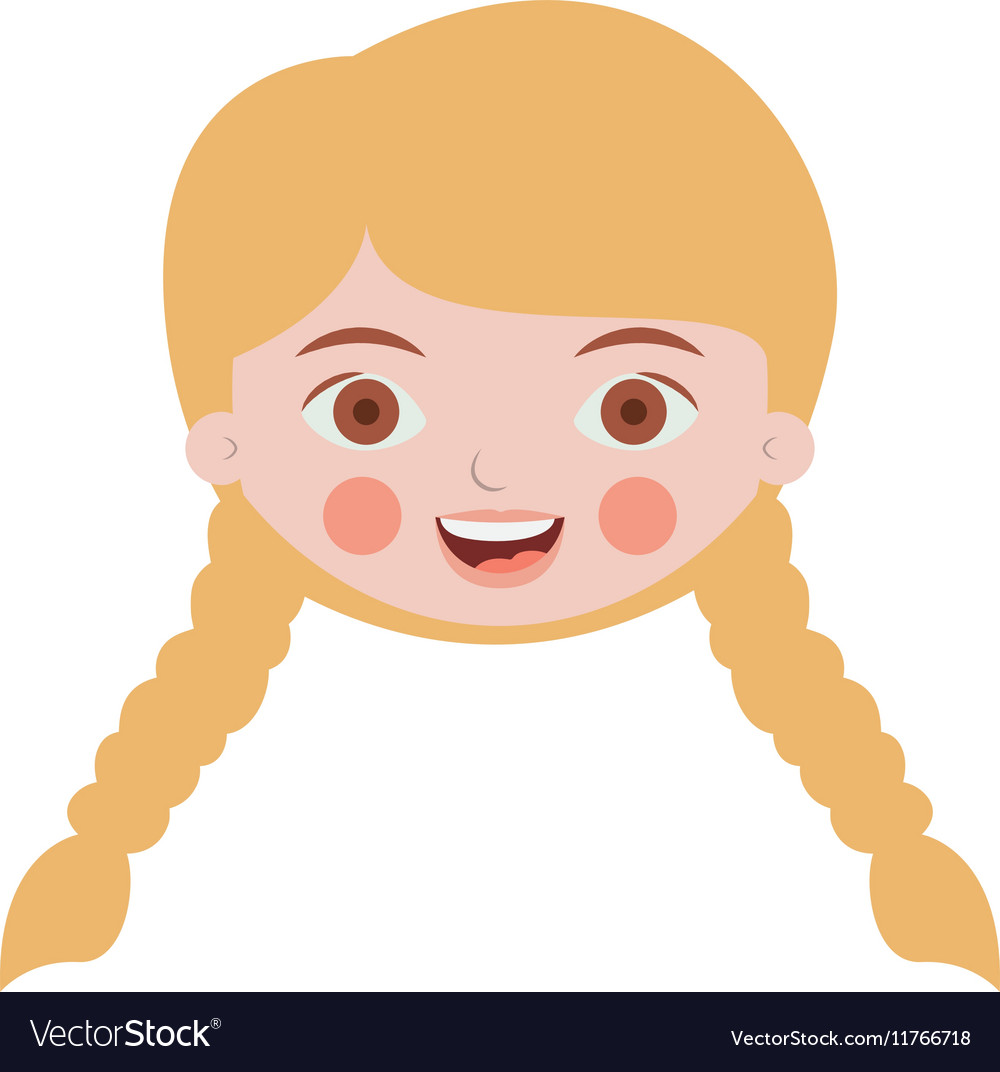 Front Face Blond Girl With Braided Hair Royalty Free Vector