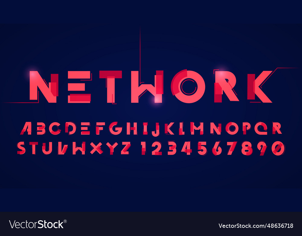 Futuristic cyberpunk font technology typography Vector Image