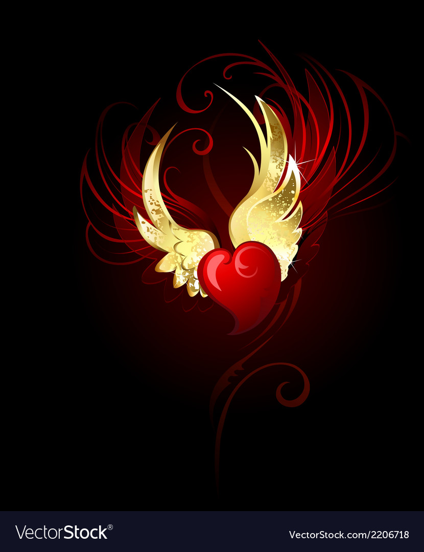 Heart with wings foil Royalty Free Vector Image