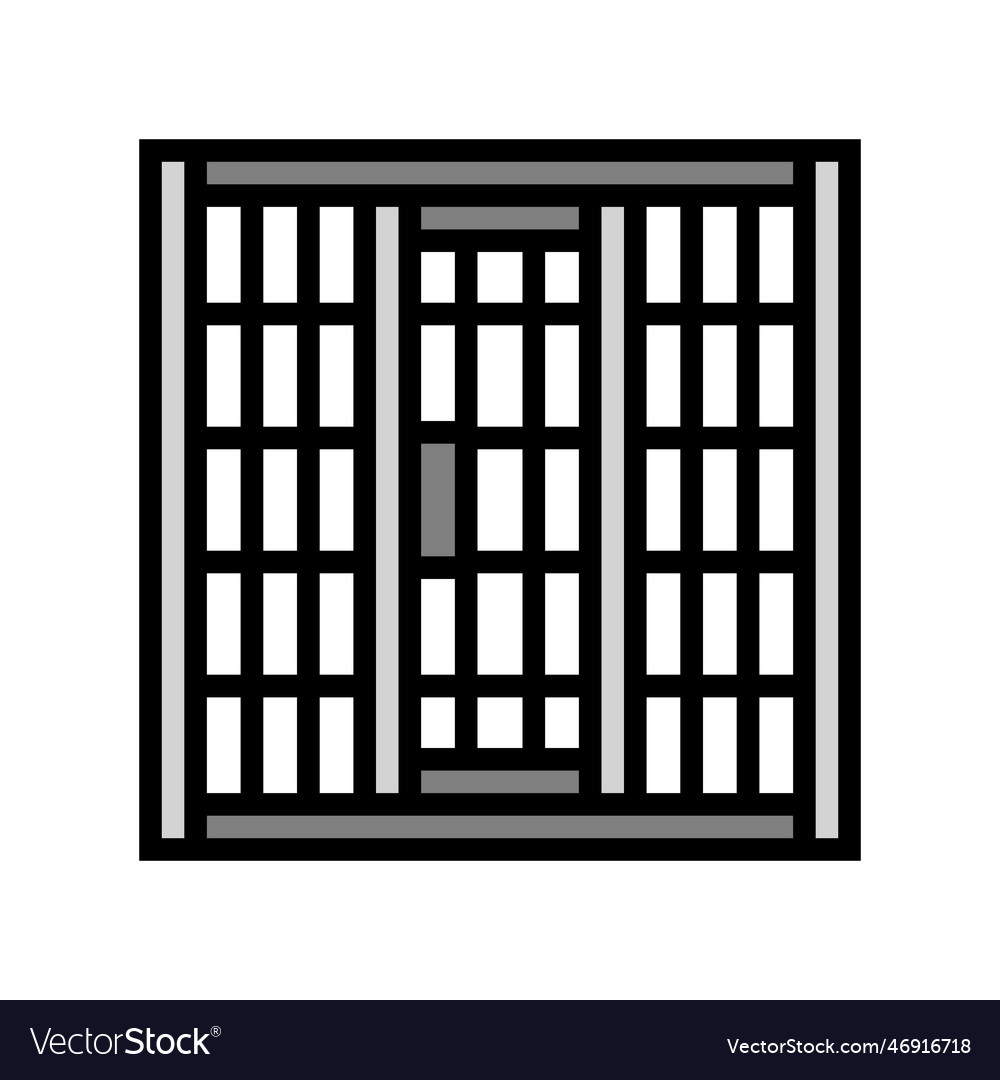 Jail cell bars crime color icon