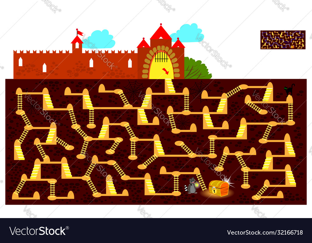 Logic puzzle game with labyrinth for children vector image Logic puzzle game with labyrinth for children