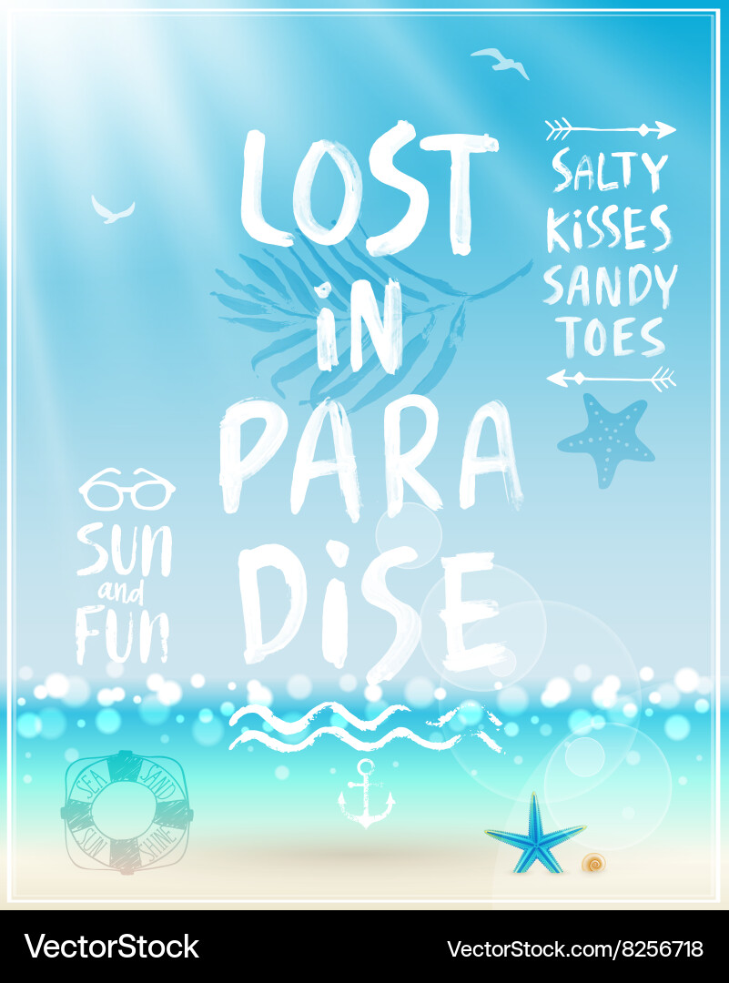 lost in paradise on Lost In Paradise Poster With Handwritten Vector Image