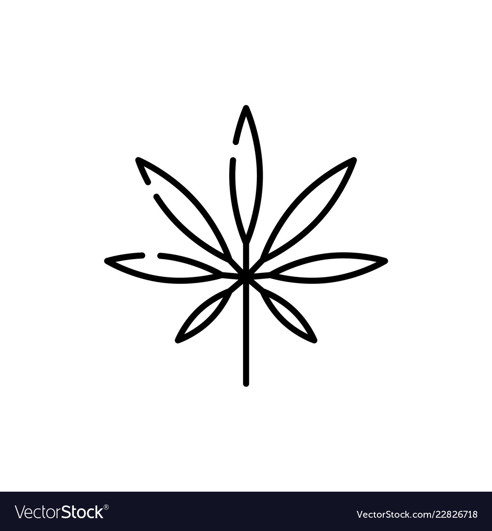 Marijuana or cannabis leaf line icon - thin Vector Image