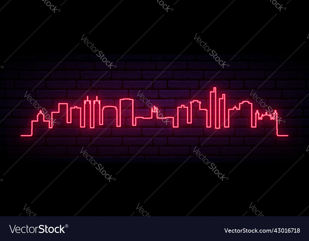 Red neon skyline of asuncion bright city Vector Image