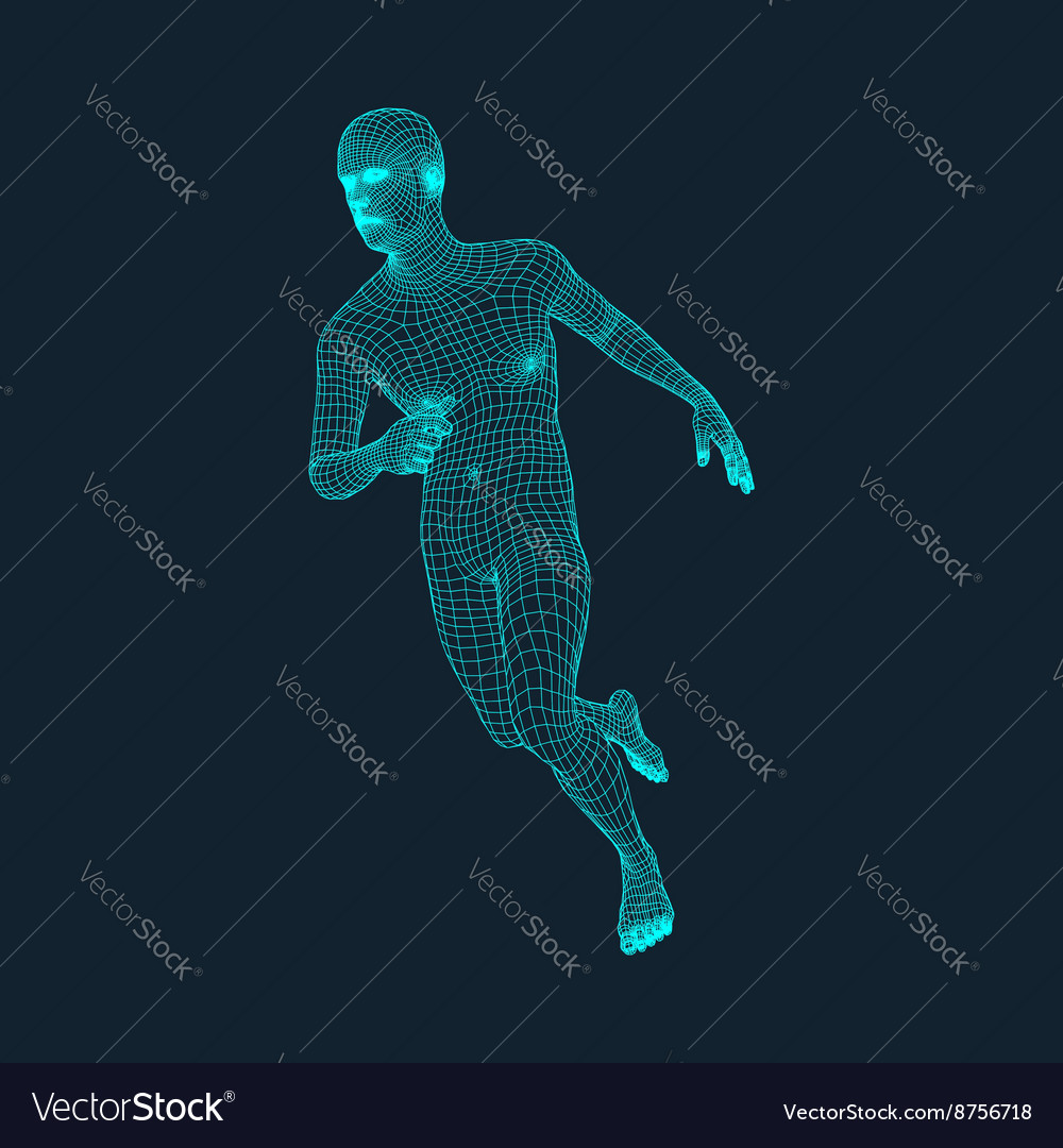 Running man polygonal design 3d model