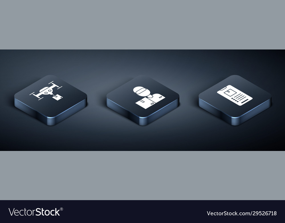 Set isometric delivery drone with package