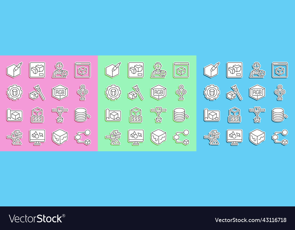 Set line isometric cube filament for 3d printer vector image Set line isometric cube filament for 3d printer