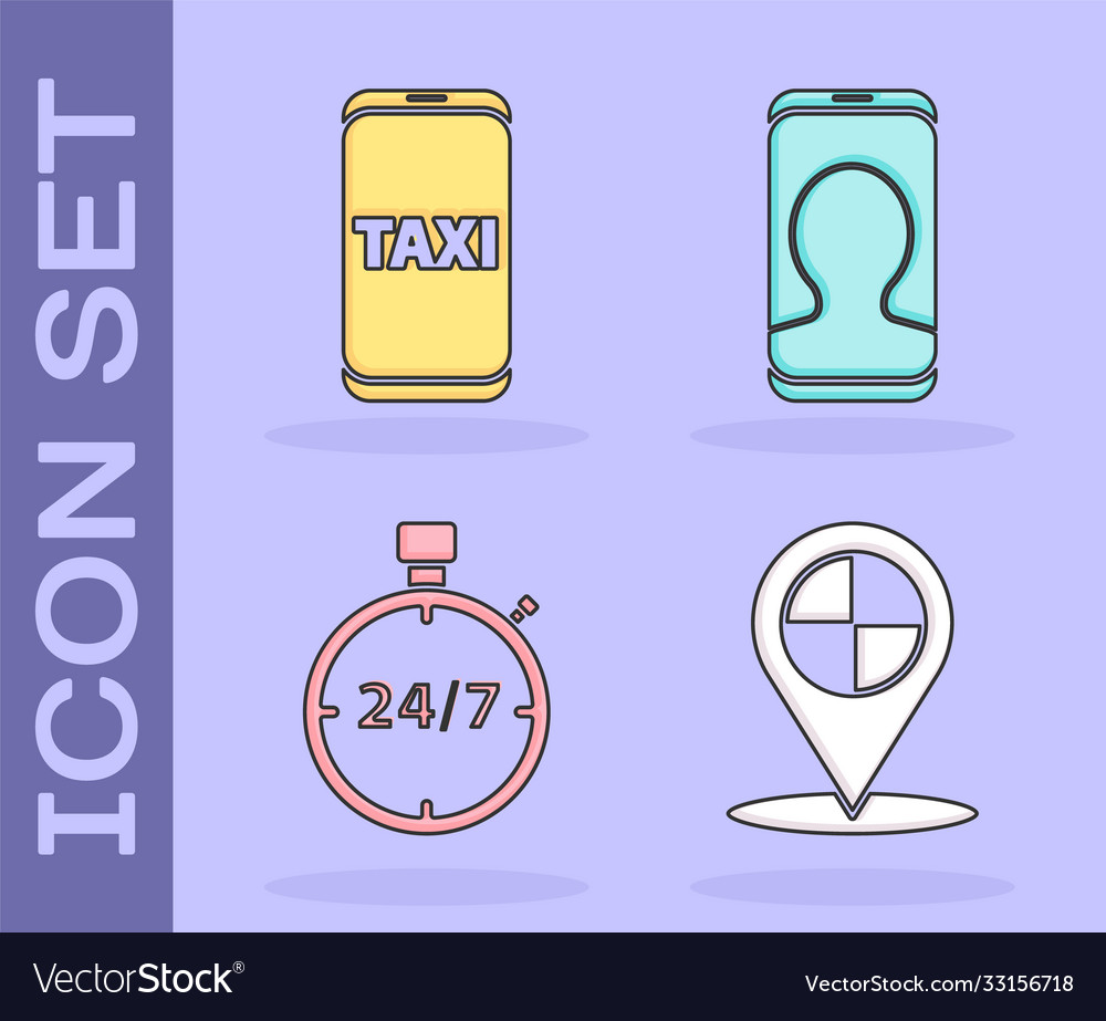 Set map pointer with taxi call telephone vector image Set map pointer with taxi call telephone