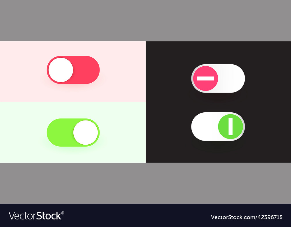 Set Of On And Off Toggle Switch Buttons Modern Vector Image 3385