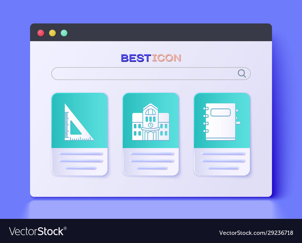 Set school building triangular ruler and notebook Vector Image Set school building triangular ruler and notebook