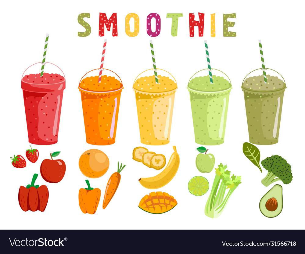 Smoothie fruits and vegetables cartoon smoothies