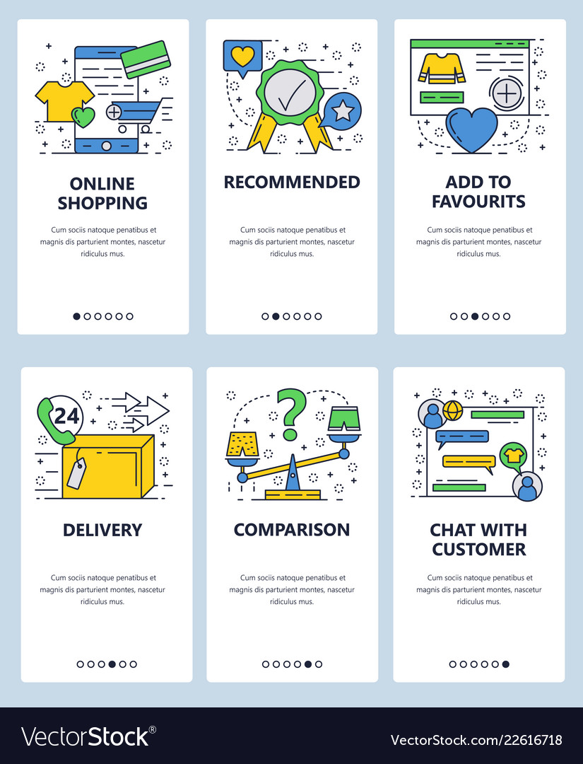 Web site linear art onboarding screens vector image Web site linear art onboarding screens