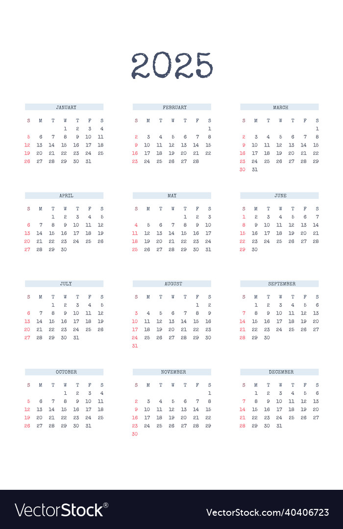 2025 calendar template in classic strict style