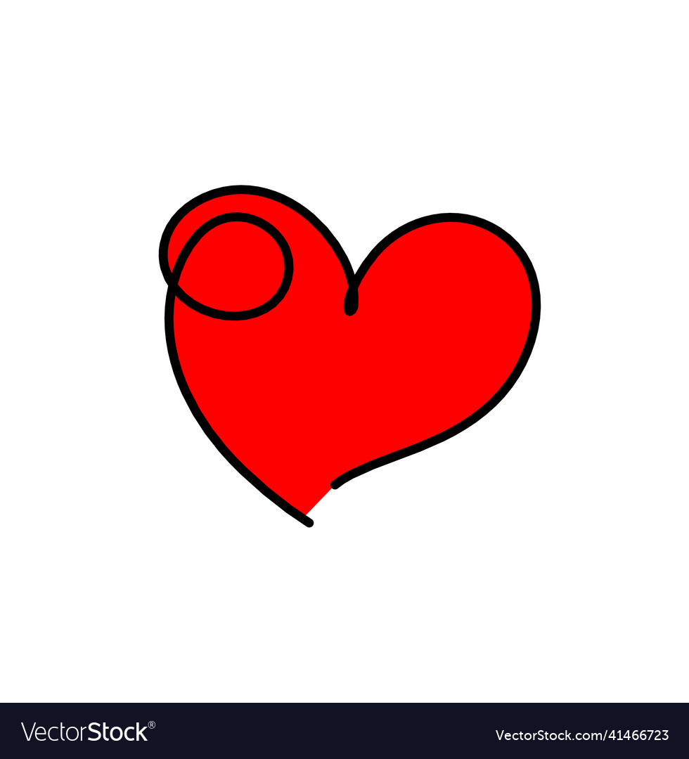 Abstract color heart as continuous line drawing vector image Abstract color heart as continuous line drawing