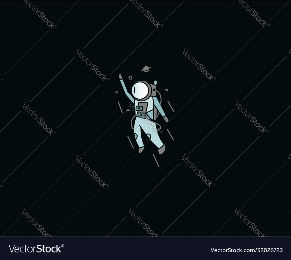 Astronaut in spacesuit flat line art design