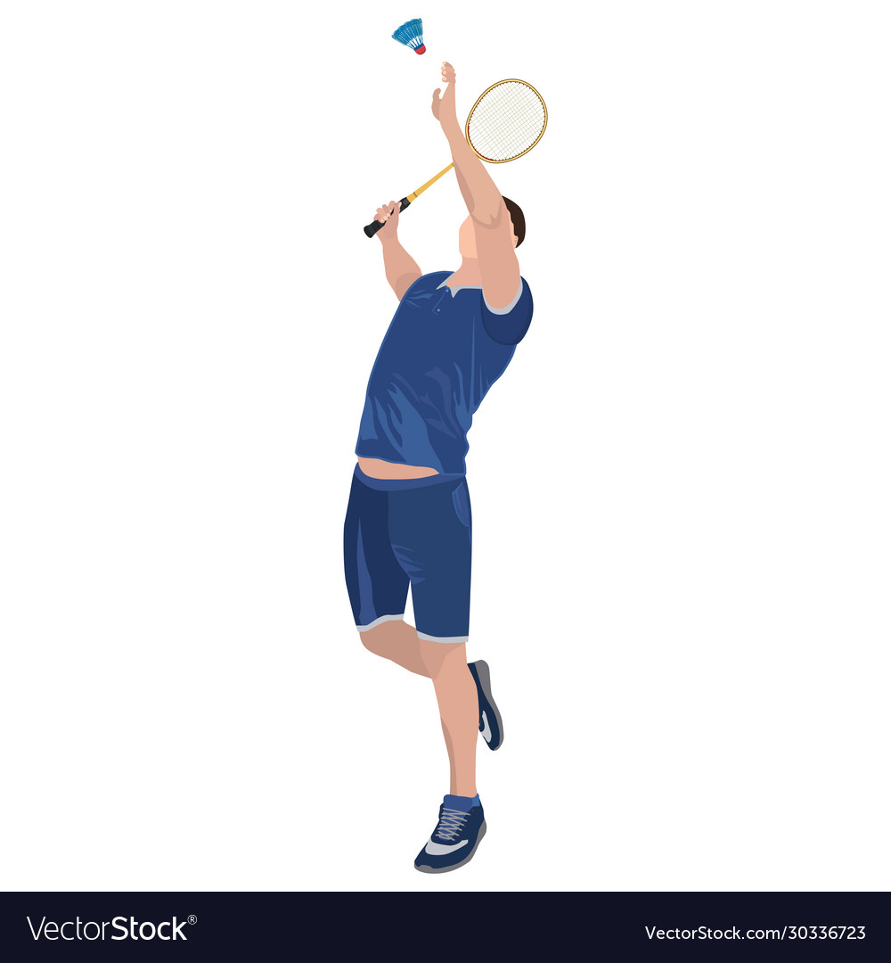 Badminton player with racket and shuttlecock vector image Badminton player with racket and shuttlecock