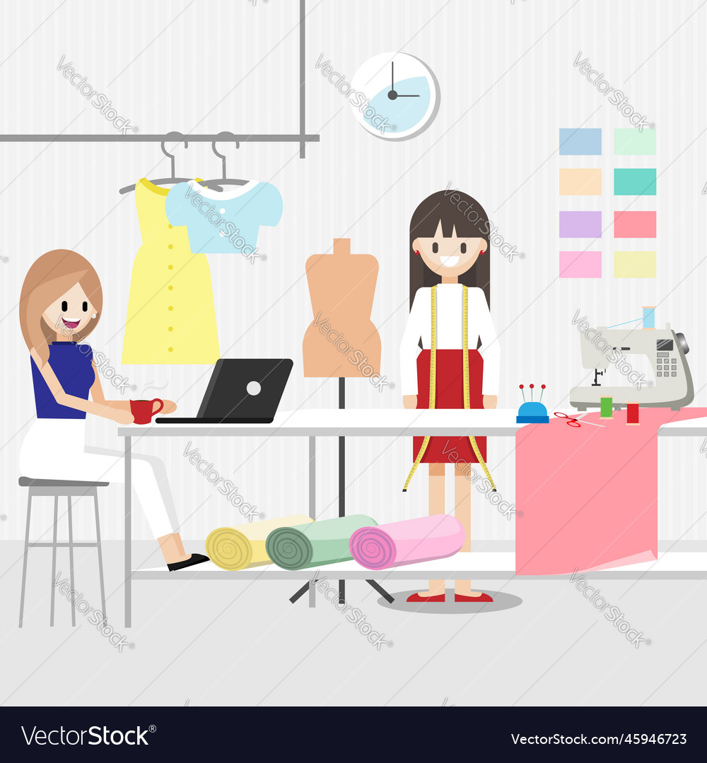 Cartoon character with fashion designer job