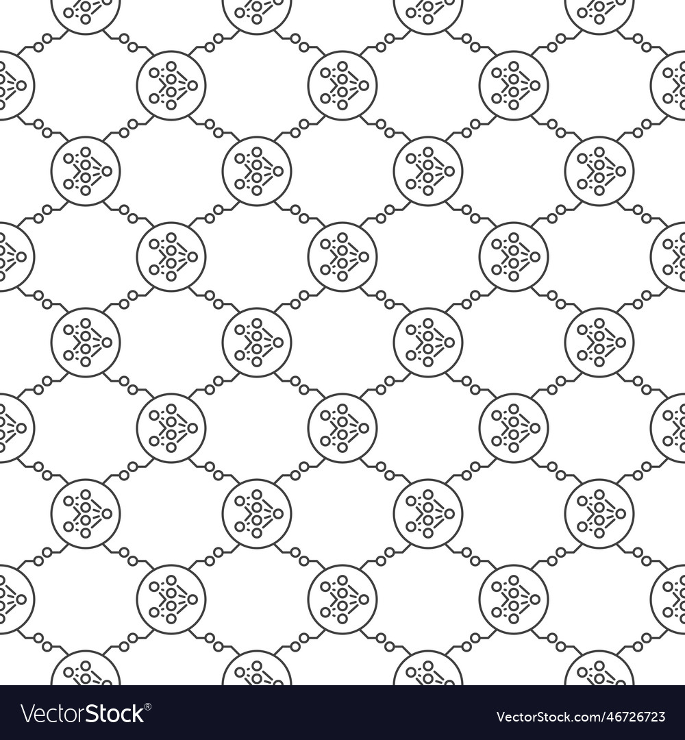 Circle with artificial neural network line vector image Circle with artificial neural network line