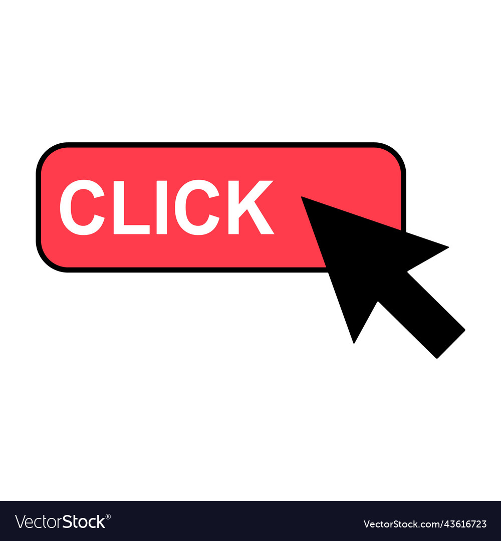 Click here web button internet flat pointer vector image Click here web button internet flat pointer
