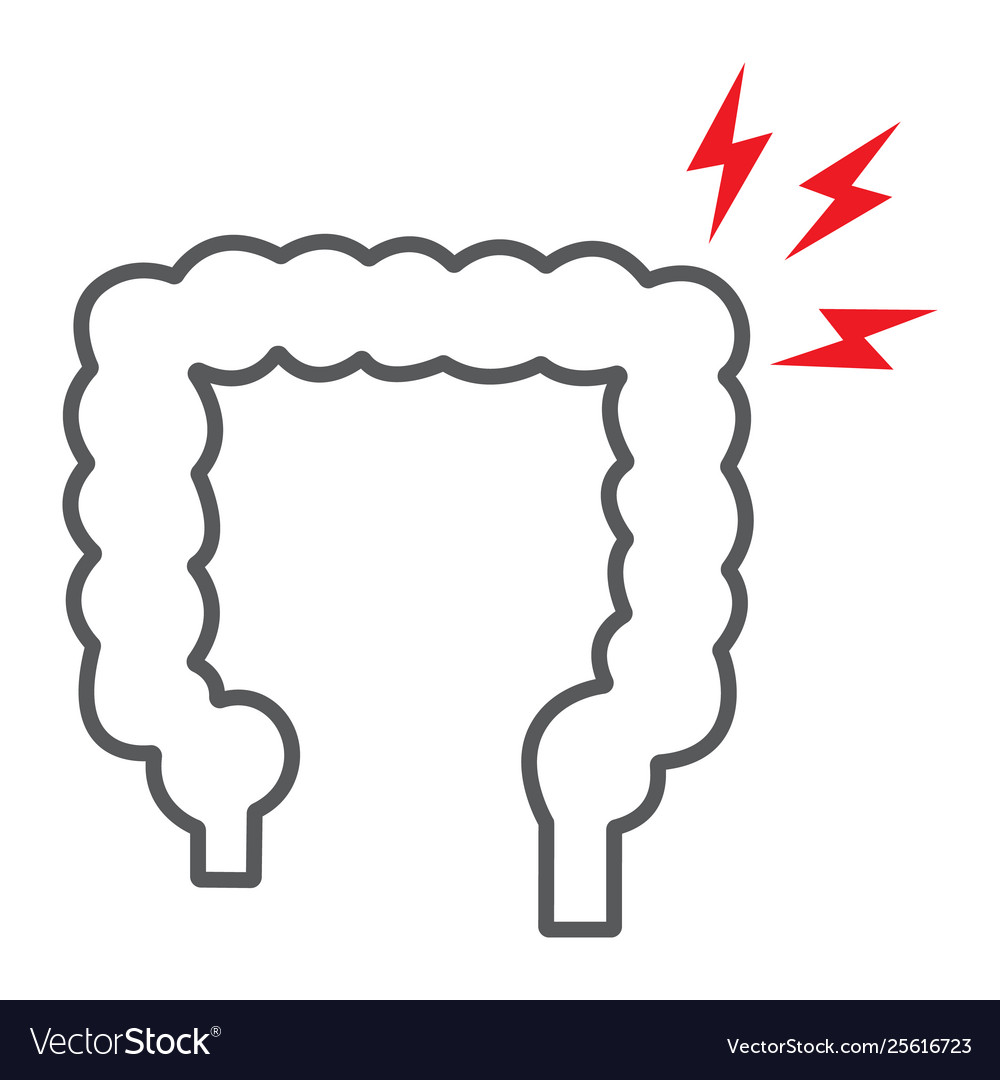 Diarrhea thin line icon body and pain bowel Vector Image