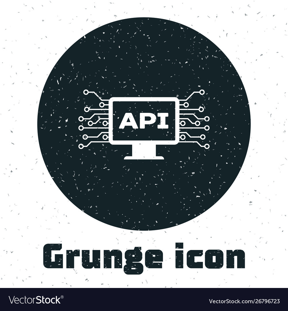 Grunge computer api interface icon isolated vector image Grunge computer api interface icon isolated