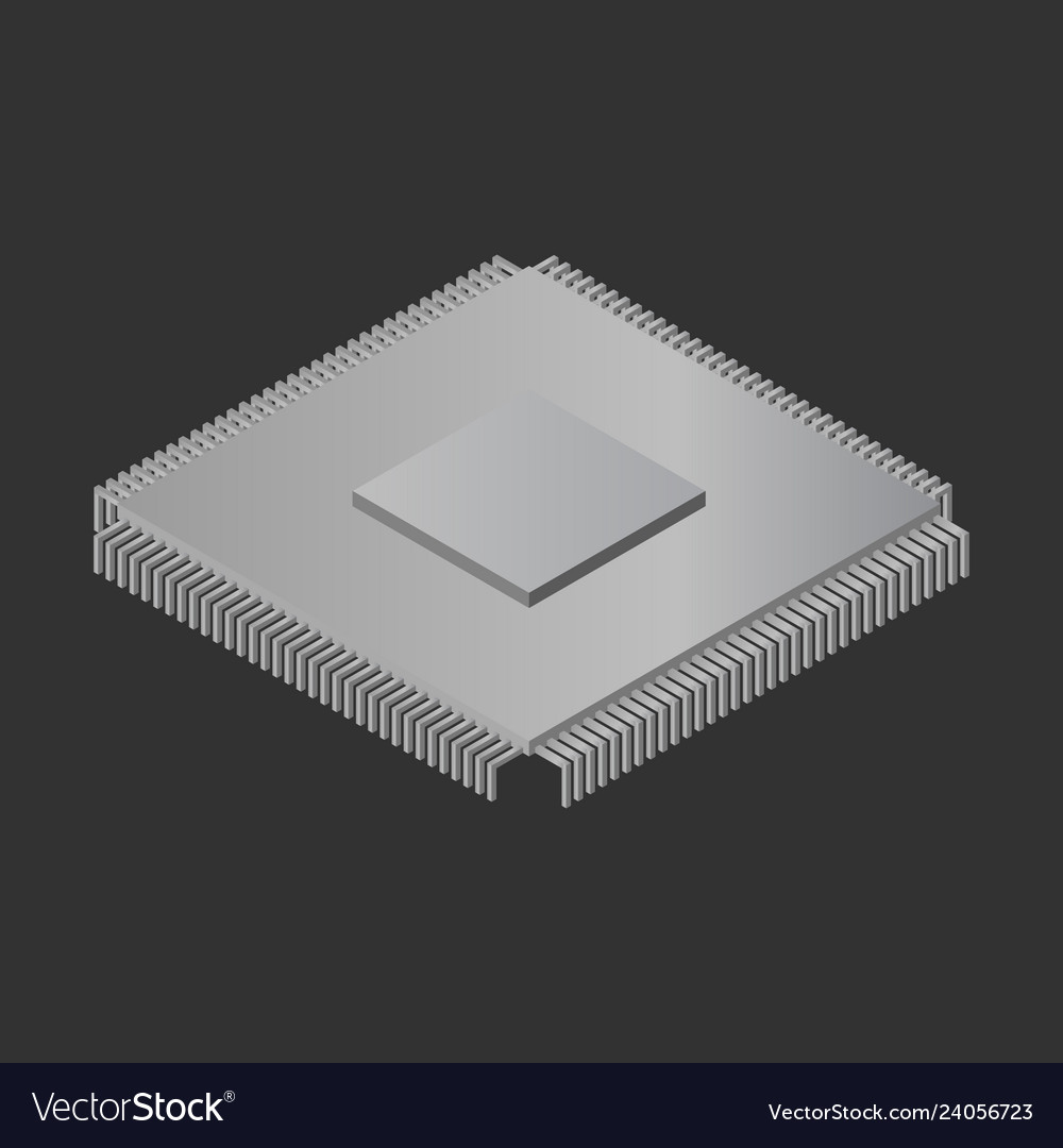 Isometric cpu micro chip color image