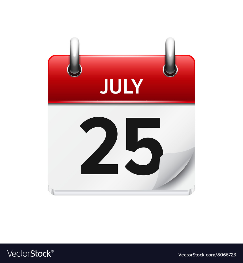 July 25 flat daily calendar icon date Royalty Free Vector