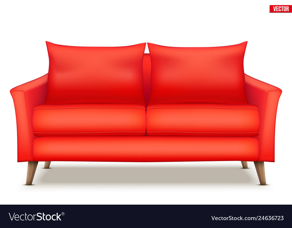 Modern red soft sofa vector image Modern red soft sofa