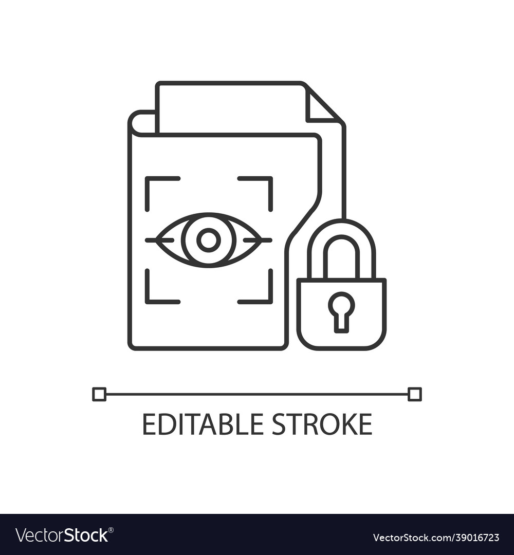 Protected biometric data linear icon vector image Protected biometric data linear icon