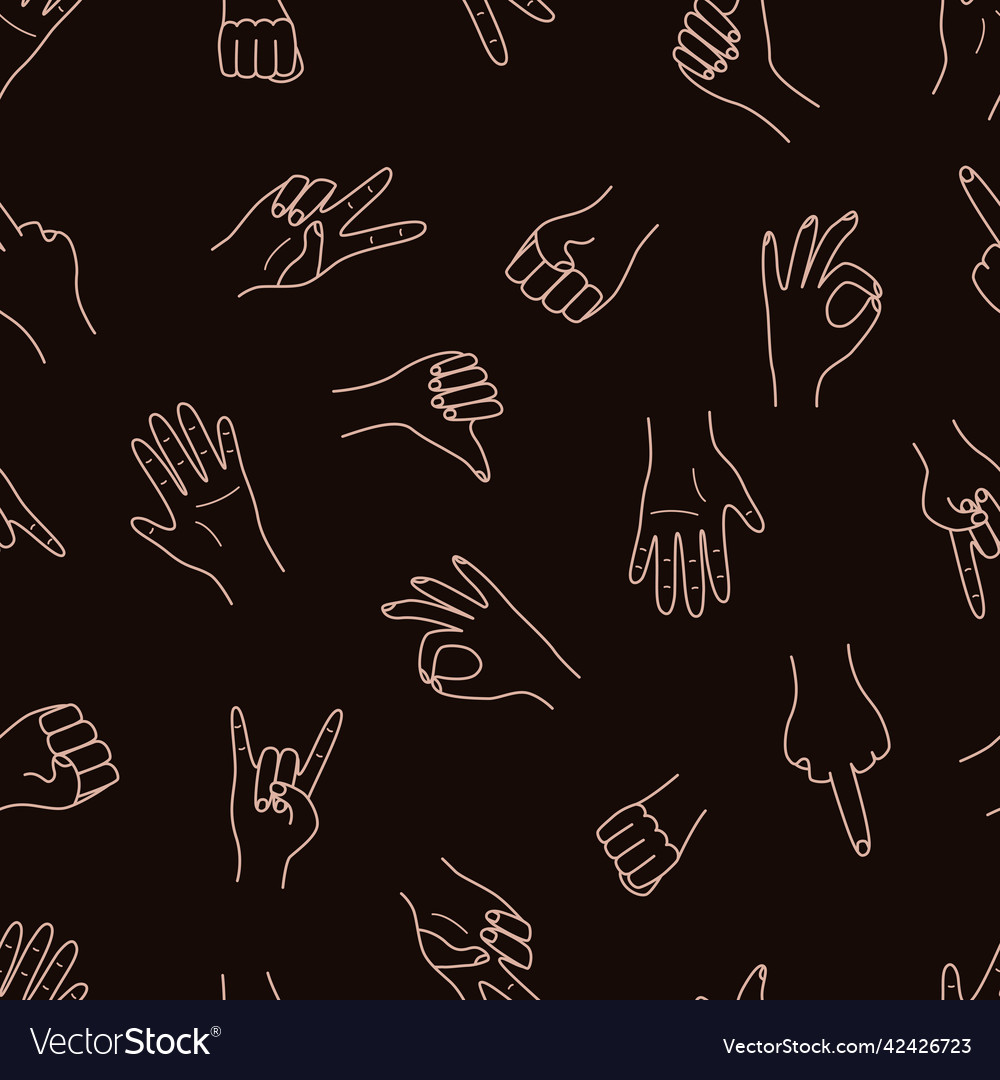Seamless pattern hand gestures set