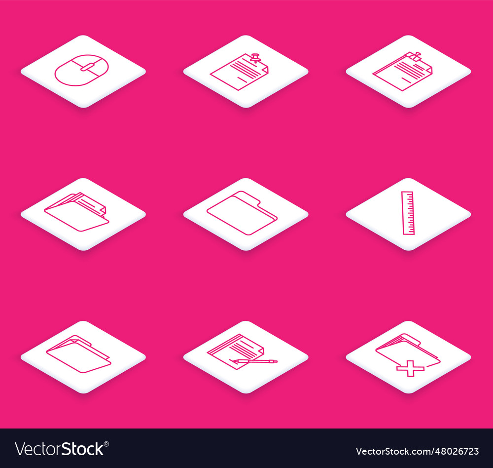 Set line computer mouse note paper with pinned