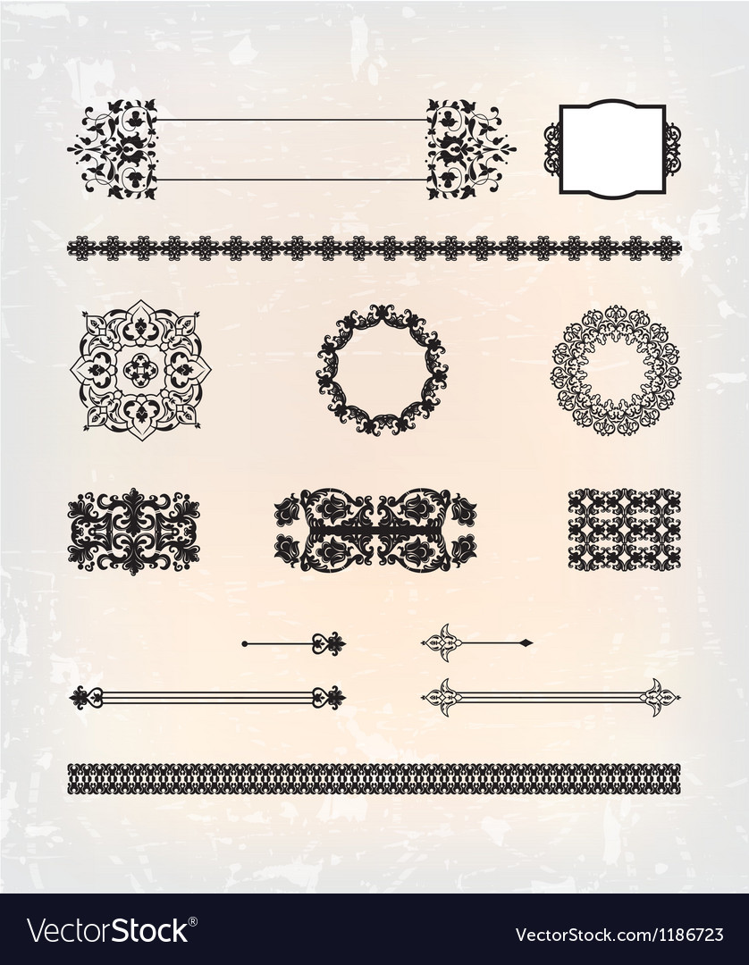 Set of abstract antique flourish pattern Vector Image