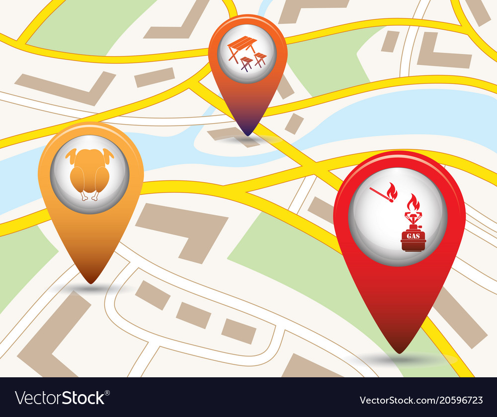 Set of tourism service map pointers