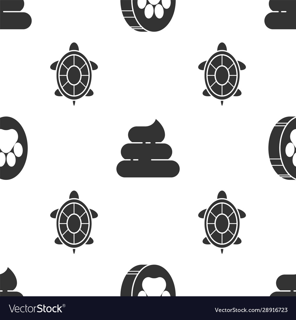 Set paw print shit and turtle on seamless pattern vector image Set paw print shit and turtle on seamless pattern