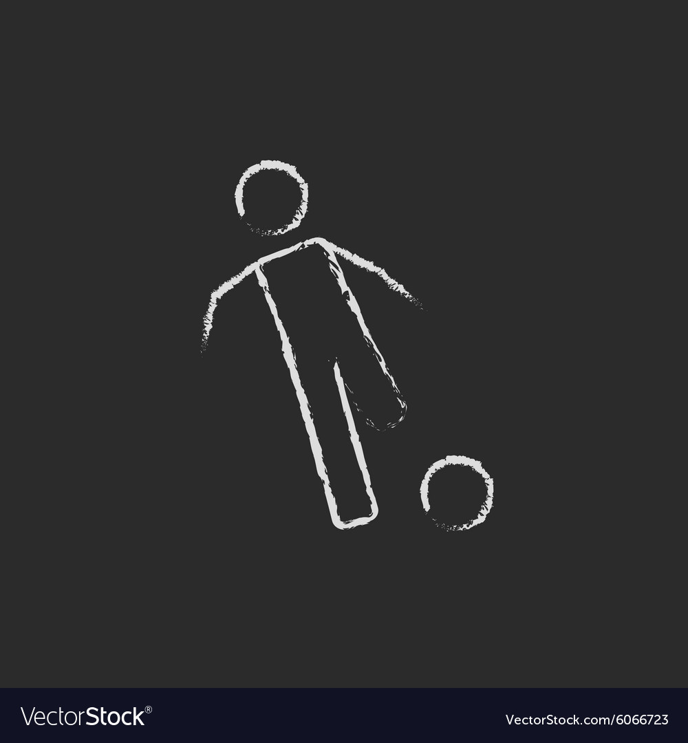 Soccer player with ball icon drawn in chalk