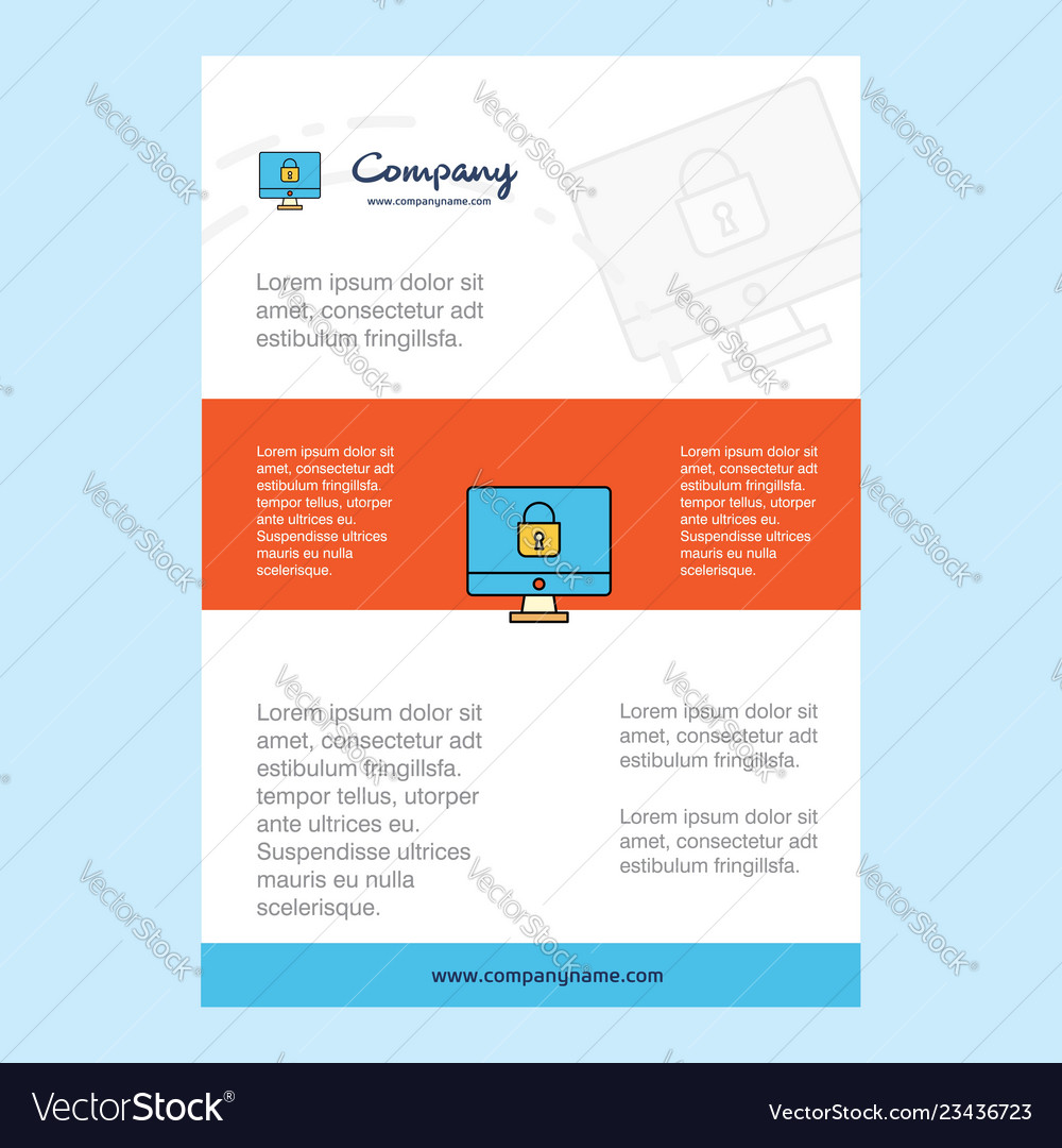 Template layout for locked computer company vector image Template layout for locked computer company