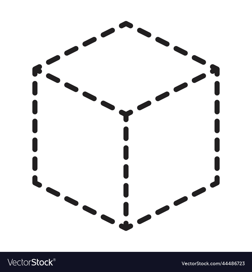 Tracing cube cuboid shape lines element vector image Tracing cube cuboid shape lines element