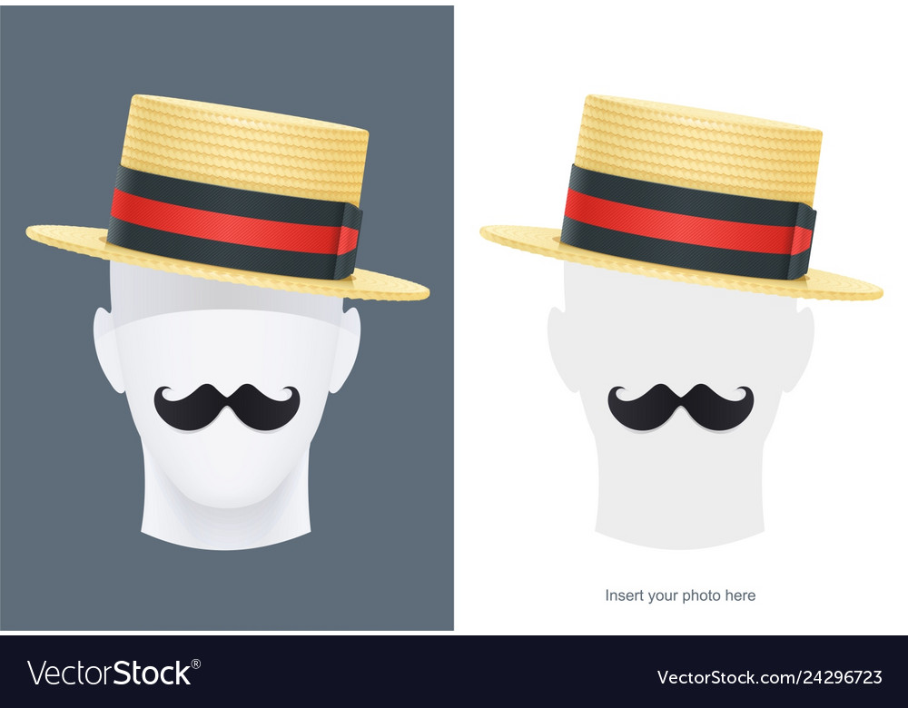 Vintage classic boater straw Royalty Free Vector Image