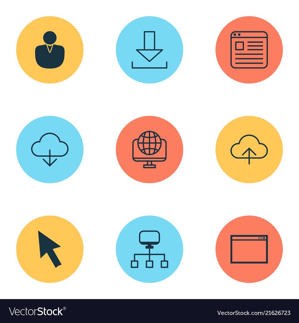 Web-Symbole mit Anwendungsfensternetzwerk vector image Web-Symbole mit Anwendungsfensternetzwerk
