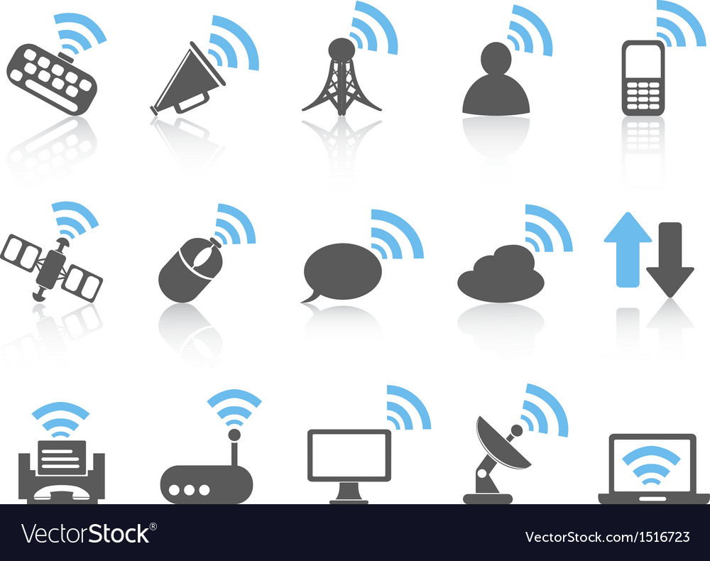 Wireless communications iconblue series Royalty Free Vector