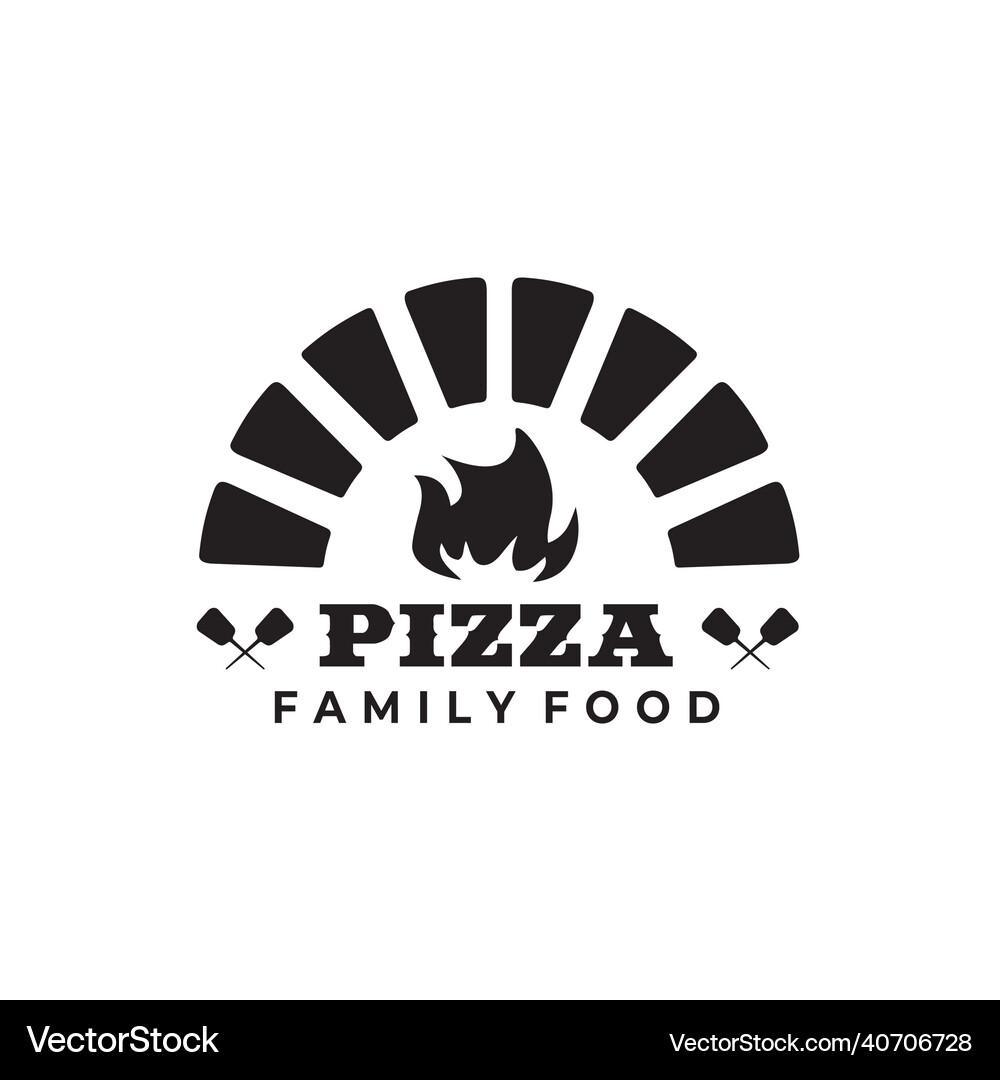 Black crossed pizza peel logo design Royalty Free Vector