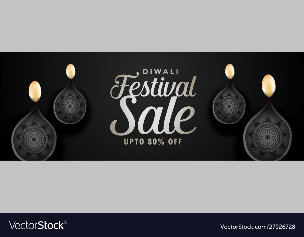 Black festival sale banner for happy diwali