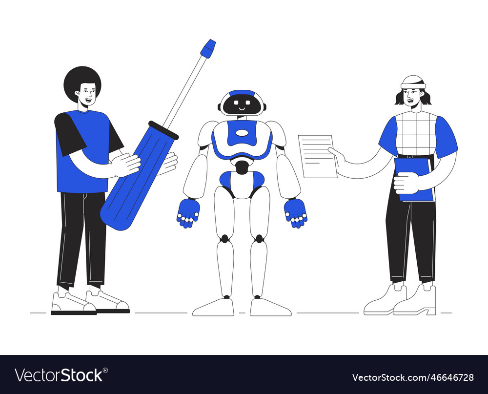 Building humanoid robot duo color line concept